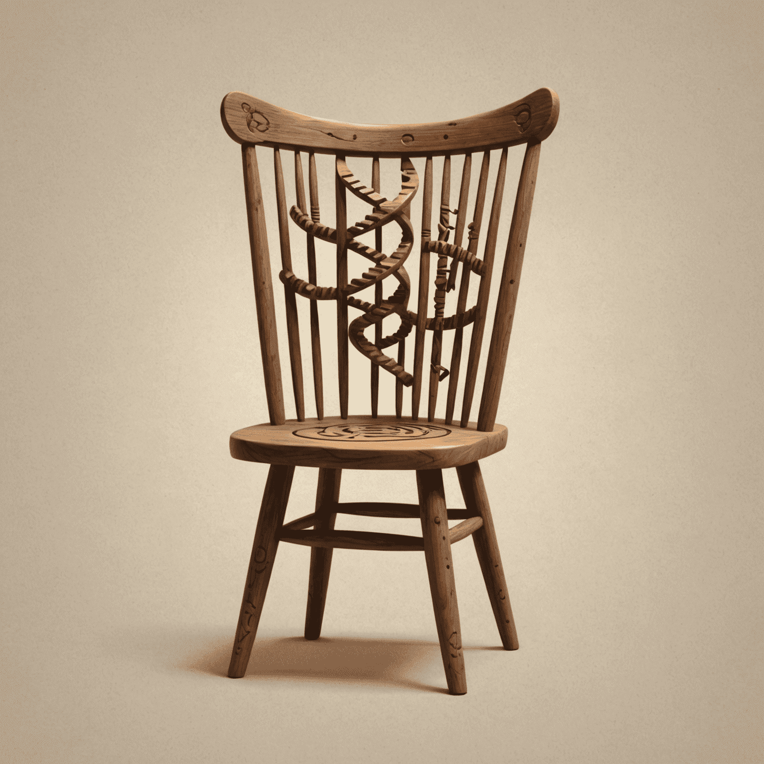 GeneticsRedesign logo featuring a stylized wooden chair with DNA-like patterns