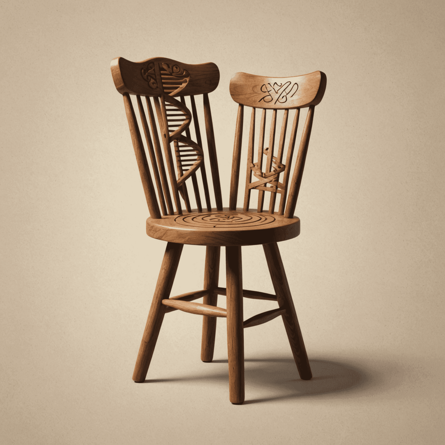 GeneticsRedesign logo featuring a stylized wooden chair with DNA-like patterns