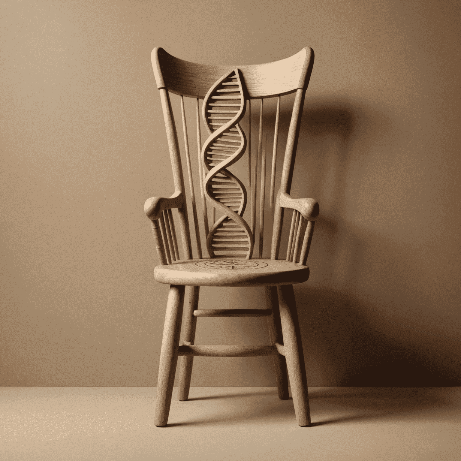 GeneticsRedesign logo featuring a stylized wooden chair with DNA-like patterns